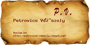 Petrovics Vászoly névjegykártya